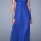 Criss Cross Straps Blue Ruched Floor Length Red Sleeveless Chiffon