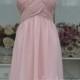 Short A-line sweetheart light Blush pink Chiffon knee length Bridesmaid Dress