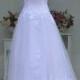 A Line Cap Sleeves Lace Tulle full Back Wedding Dress, Lace Applique White Wedding Gown
