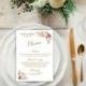 Wedding menu Printable boho flower watercolor,  Printable Wedding menu, Boho wedding menu, The Mia collection