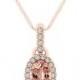 8X6 Oval Morganite & Diamond Halo Pendant Necklace 14k Rose Gold - Pink Morganite Anniversary Gifts for Women - Gemstone Necklaces - Jewelelry