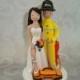 Custom Handmade Firefighter & EMT Nurse Wedding Cake Topper