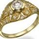 Antique engagement ring, 14k Ring, yellow gold Ring, Halo setting ring, Diamond Ring, Vintage Ring, Art Deco Ring, Unique ring, Wedding Ring