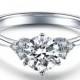 Art Deco Round Cut Natural Diamond Engagement Ring Platinum Setting Diamond Ring