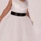 White Christening or Flower Girl Dress with a Beaded Neckline Many Colours of Ribbon to match your theme