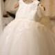 Pure Elegant Soft White Lace Flower girl dress Christening or Baptism Dress