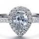 Art Deco Pear Cut Natural Diamond Engagement Ring Platinum Setting Diamond Ring