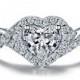 Art Deco Heart Cut Natural Diamond Engagement Ring Platinum Setting Diamond Ring