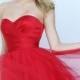 Lovely Red Satin Strapless Sweetheart Mini Prom Dress With Ruching