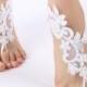Free Ship ivory, white, black, pink, champagne, blue  laceBarefoot Sandals, french lace, Beach wedding barefoot sandals