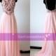 Blush Long Bridesmaid Dress Halter Chiffon Dress Long Bead Open Back Prom Dress