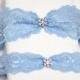 Blue lace garter set, wedding garter set, Something blue garter, blue garter set, garter set