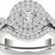 10Kt White Gold Diamond Engagement 0.75 Ct Halo Bridal Set Ring