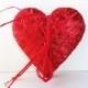 Ring Pillow - Wedding Red Satin ribbon Rings Pillows Heart Form Romantic Valentine's Day Stylish Bridal Ring Bearer Pillow Flower Girl Boy