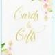 Сards and Gifts sign Cards and Gifts Wedding printable Wedding sign Wedding decor Gold cards and gifts sign Floral cards and gifts idw18