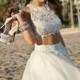 Gorgeous Short Two Piece White Homecoming Dresses with Lace