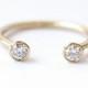 Dual Stone Ring - Diamond Wedding Ring - Horseshoe Ring - 0.3 Carat Round Diamonds - 18k Gold