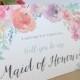 Will you be my Maid of Honour? Card - Wedding - Watercolour Flowers
