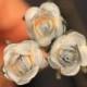 Moon Light Rose, Bridal Hair Accessories, Bohemian Wedding Hair Accessory,  Gray Hair Flower, Bridesmaid Hair Flower Bobby Pin - Set of 3