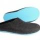 Unisex Felt Wool Clogs, Organic Slippers, Black Sky Blue