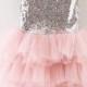 Wedding Flower girls Voile Dress Sequins Sleeveless Sequined Bow .  Beatiful for first Birthday .