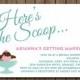 Ice Cream Bridal Shower Invitation - Pink - Retro - Vintage - Aqua - Turquoise - Sundae - Choose Digital or Printed w/Envelopes