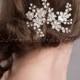 Wedding Hair Accessory, Bridal Pearl Hair Pins, Rhinestone Wedding Headpiece - Freda