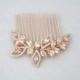 Rose Gold Bridal hair comb, Champagne Crystal hair comb, Rose Gold headpiece, Champagne crystal headpiece, Leaf hair piece, Champagne stone
