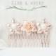 Rose Gold hair comb. Rose gold pale pink pearl hair clip. Rose gold hair accessories