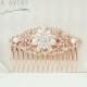 Rose gold starfish hair comb. Rose gold ivory or white pearl hair clip.