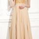 Chiffon Champagne A-line V-neck Appliques Zipper Ruched Sleeveless Floor Length