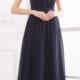 Chiffon Straps Navy Floor Length Ruched A-line Sleeveless