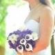Purple bridal bouquet - Purple silk bouquet - Round bouquet - Purple rose bouquet - Purple bouquet - Wedding bouquet - Bridesmaid bouquet