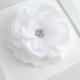 White Flower Hair Clip, Silk Organza and Rhinestone Flower Hair Clip Bridal, Prom, First Communion Hair Flower, Bridesmaid Hair Clip