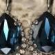 Blue Navy earrings, Swarovski earrings,  Dark blue Swarovski Drop earrings, Crystal Blue Navy Wedding jewelry, Bridesmaid Blue earrings