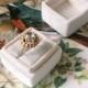 Free shipping! Ivory Velvet Ring Box Handmade Wedding Vintage Milky Shiny  Engagement Gift Bride