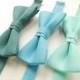 Green Shades Linen Bowties- Pastel Bow Tie - Mix & Match Green Bowties - Mismatched Groomsmen Bowties - Wedding Bowties