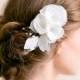 Bridal Hair Piece Ivory or White - Flower Hair Piece - Organza Lace - Wedding Hair Accessories - Bridal Hair Accessories