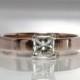 Princess Cut Diamond Engagement Ring 14k Rose Gold White Gold Handmade Ladies Size 6 Wedding Jewelry .46 Carats VS1 Clarity G Color