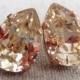 Swarovski Champagne Crystal Teardrop Rhinestone Pear Rose Gold Post Earrings Wedding Bridal Jewelry Bridesmaids Presents Gift for Her