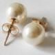 6mm, 8mm, 10mm Swarovski ivory pearl studs, 14K Gold pearl earrings, bridesmaid earrings, White or Ivory pearl stud earrings, Bridal gifts