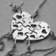 personalized sterling silver heart shape jigsaw puzzle (charms/pendant - custom order) - necklaces