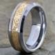 Tungsten Carbide Wedding band, 8mm, Yellow Gold Plated Dragon Inlay, Beveled edge, Custom engraving, Anniversary ring, tungsten ring