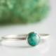 Simple silver ring with faceted amazonite gemstone