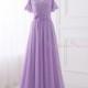 2016 Lilac Bridesmaid Dress, Spaghetti Straps Prom Dress, Pleated Chiffon Evening Dress, Rosette Bridesmaid Dress, Long Womens Dress (BM03)