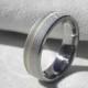 Wedding Ring, Titanium Yellow Gold Band, Frosted, Offset Inlay