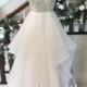 White Sweetheart Sequin Long Prom Dress, Evening Dresses From Sweetheart Girl
