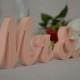 Peach wedding sign Mr & Mrs. Elegant wedding sign for top table decoration. Bride and groom table decor.