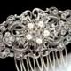 Bridal hair comb, vintage style hair comb, wedding hair comb with Swarovski crystals and Swarovski pearls, Wedding headpiece, Filigree
