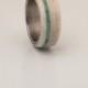 Antler and Turquoise Mens wedding band Titanium Ring SIlver Ring